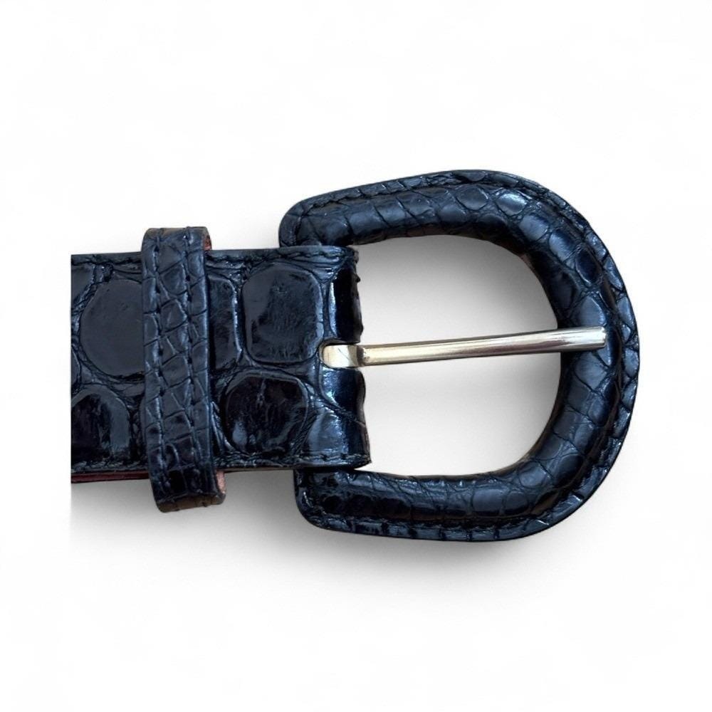 Vintage Ralph Lauren Genuine Crocodile Black Leather Belt Authentic #2041 Sz 28